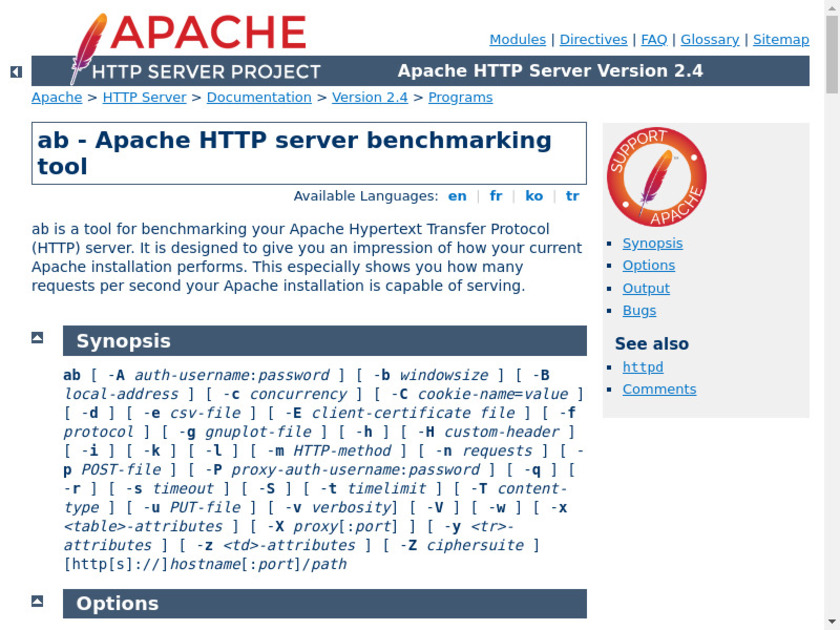 Apache ab Landing Page