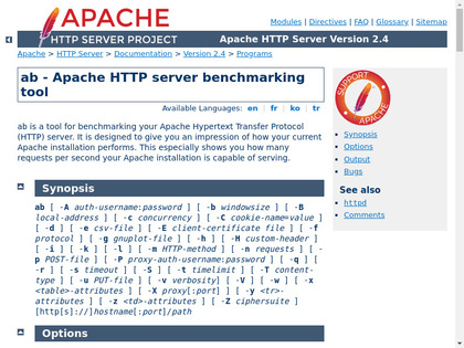 Apache ab screenshot