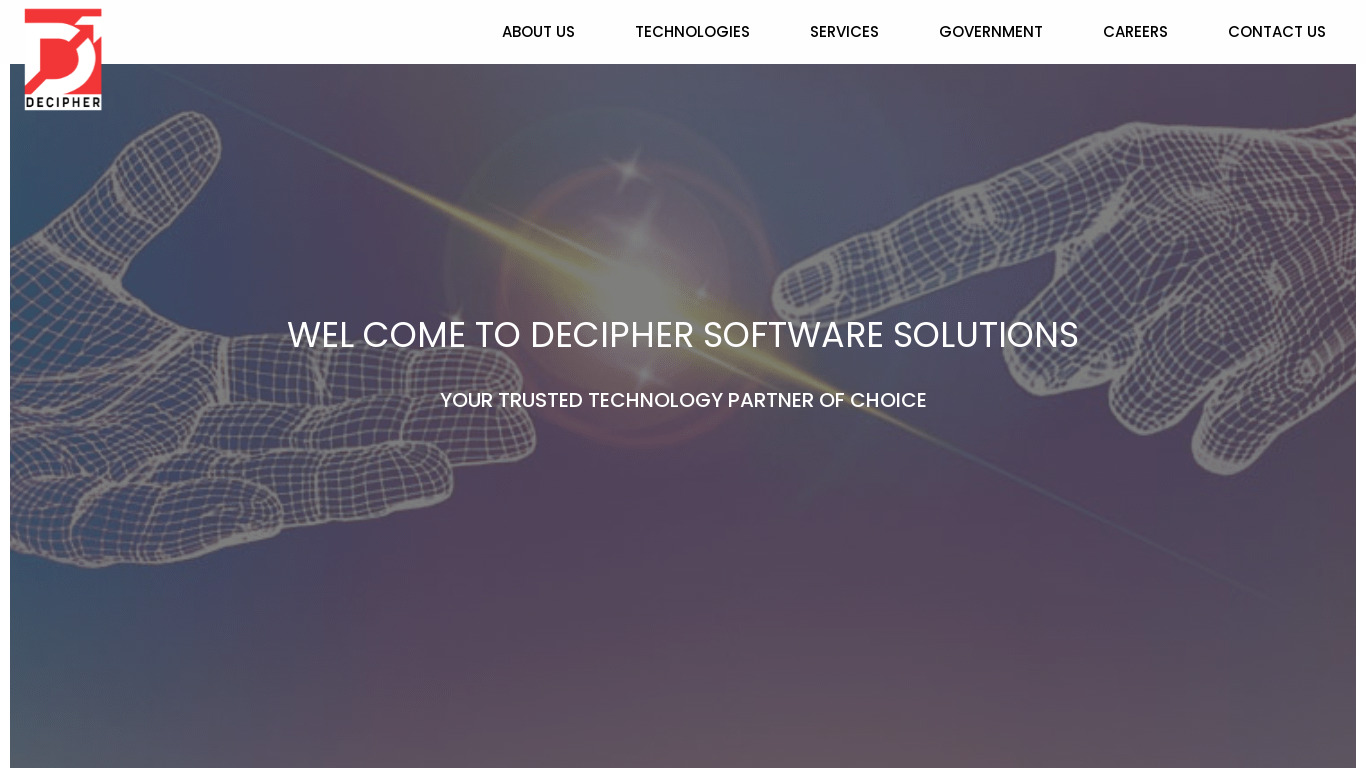 Decipher Software Solutions Landing page