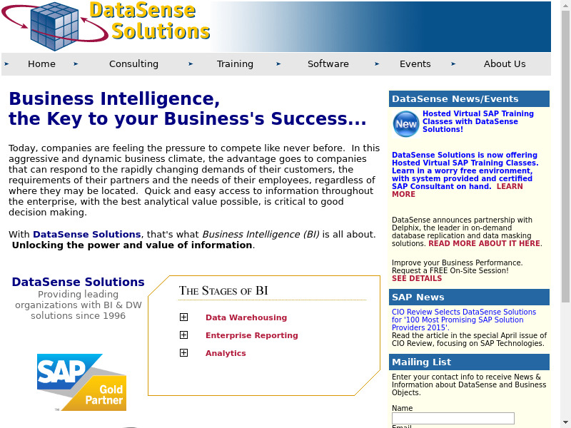 Datasense Solutions Inc. Landing page