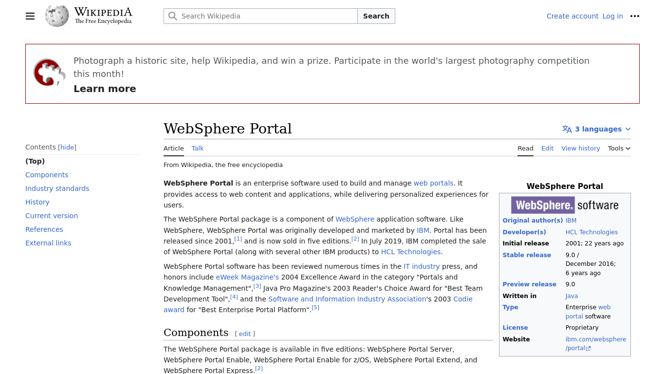 WebSphere Portal Landing page