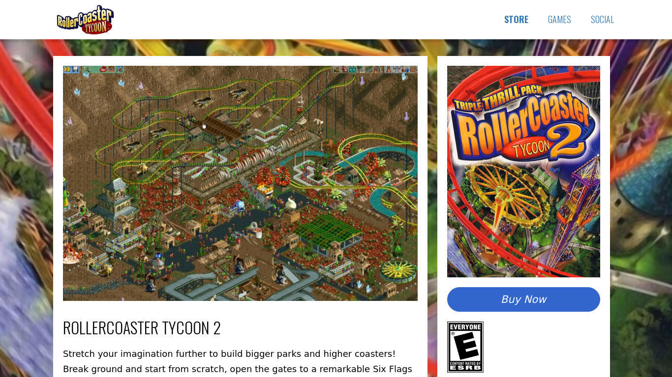Rollercoaster Tycoon 2 Landing page