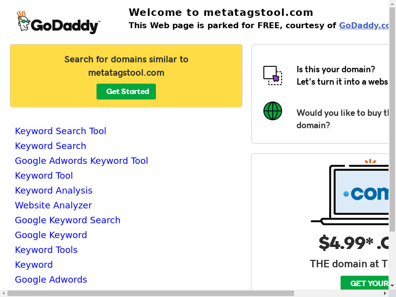 MetaTagsTool.com Landing page