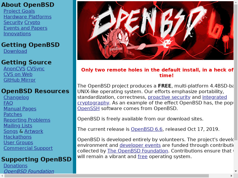 OpenBSD Landing page