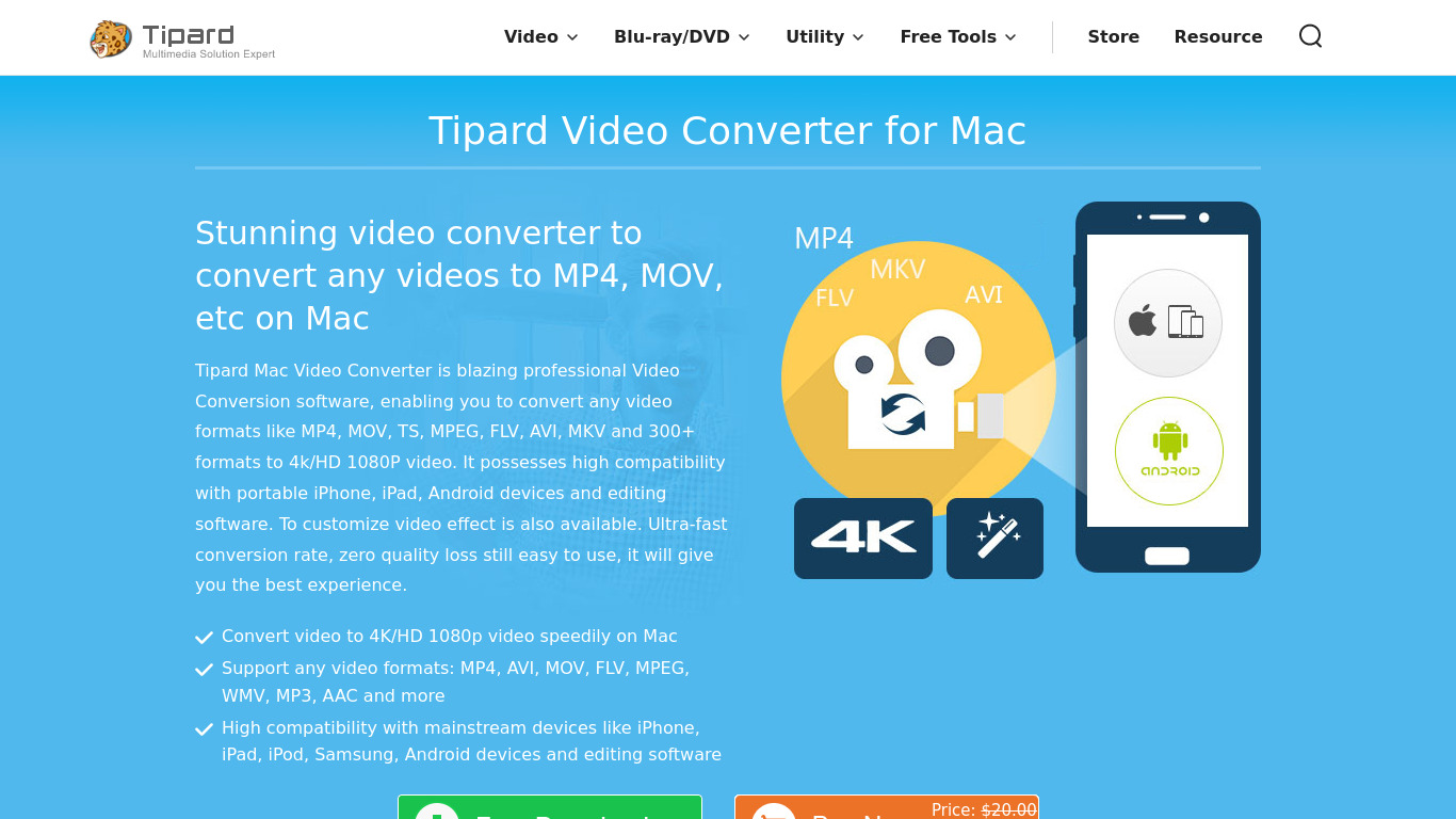 Tipard Video Converter for Mac Landing page