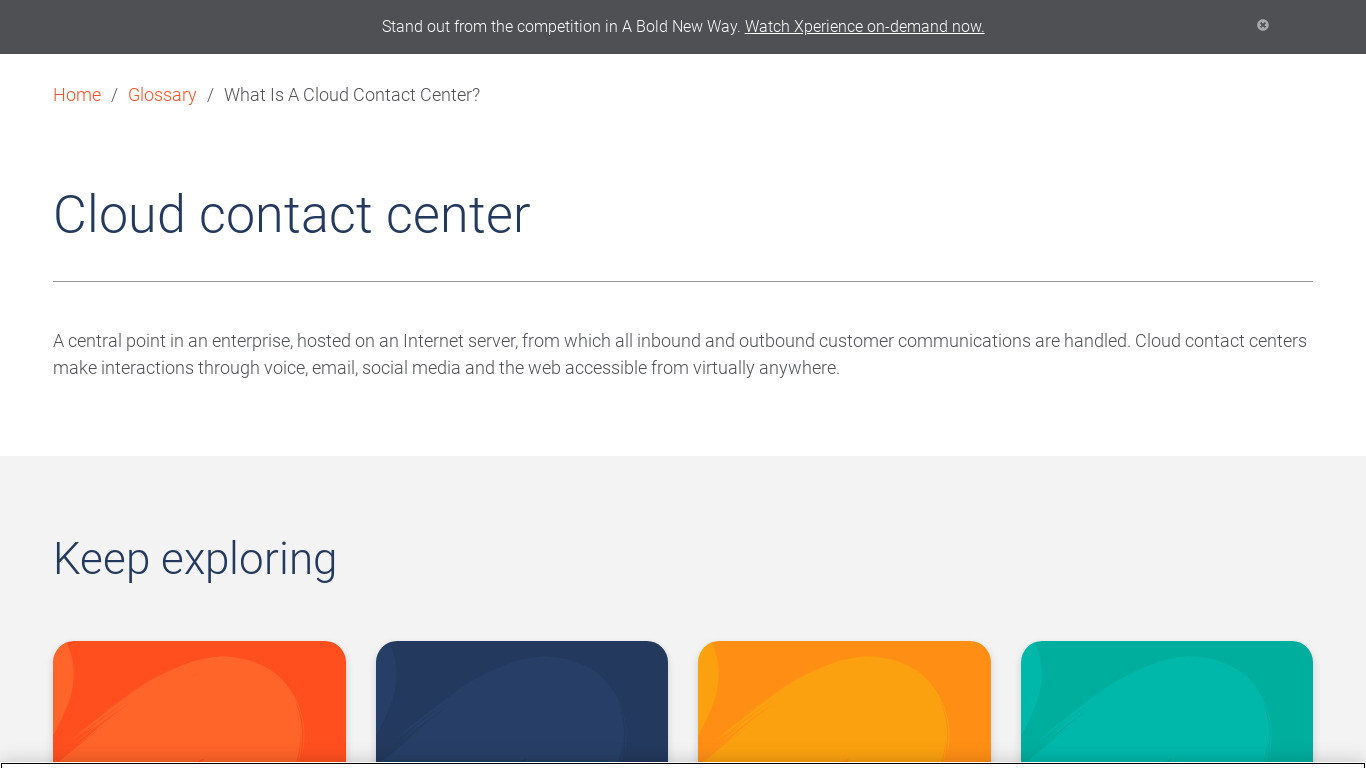 Cloud Contact Center Landing page
