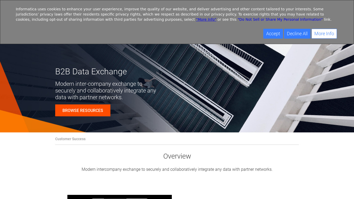 Informatica B2B Data Exchange Landing page