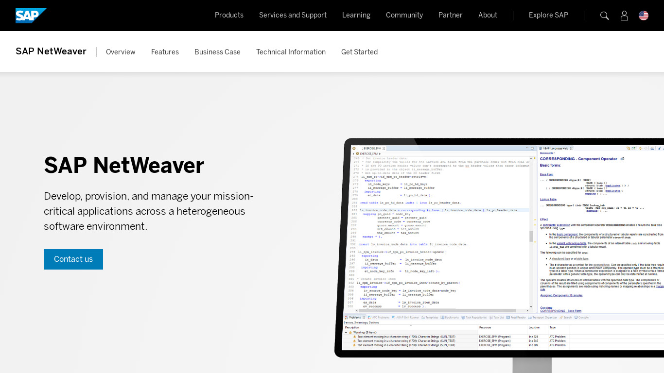 SAP NetWeaver AS Landing page