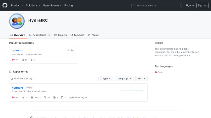 HydraIRC Landing Page