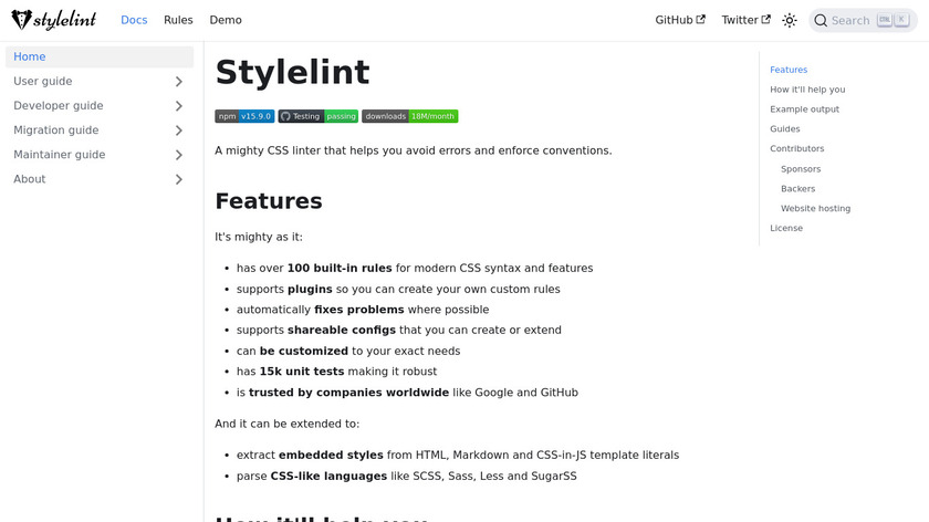 stylelint Landing Page