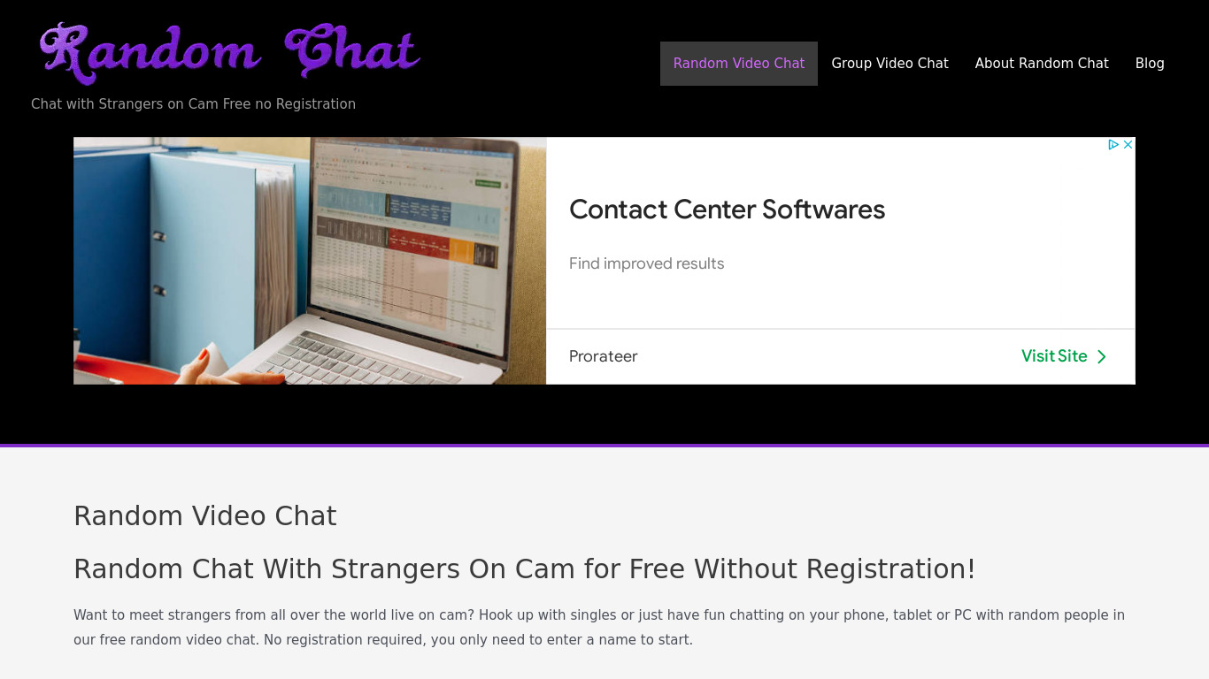 Random Chat Live Landing page