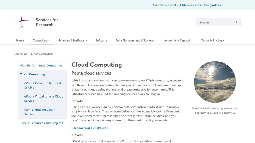 CSC Cloud Compute Landing Page