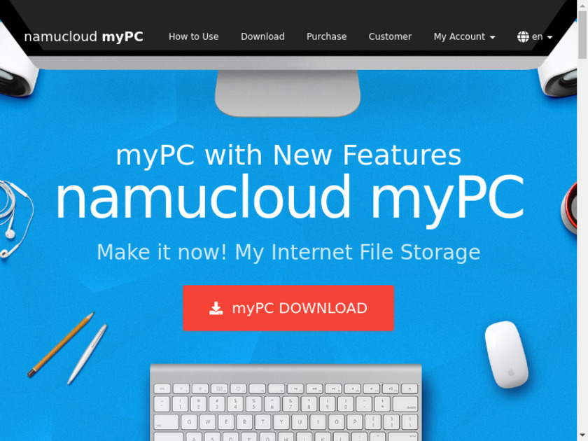 namucloud myPC Landing Page