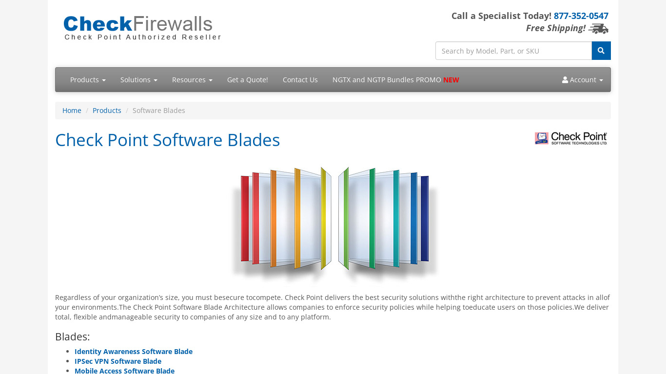 Check Point Firewall Software Blade Landing page