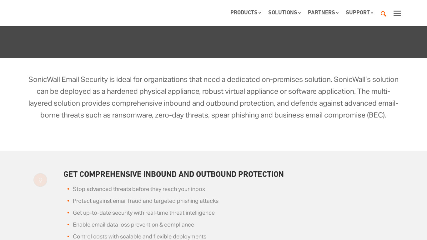 SonicWALL Email Security Series Appliances Landing page