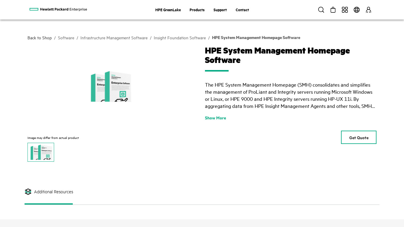 HP System Management Landing page