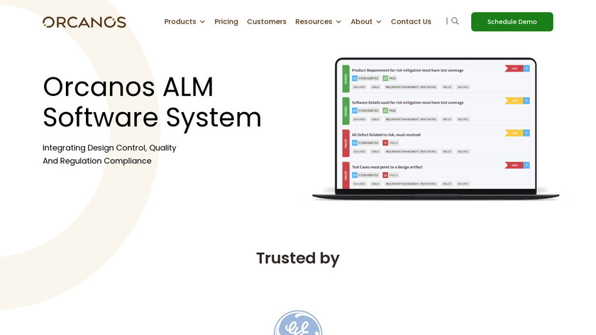 Orcanos ALM Software Landing Page