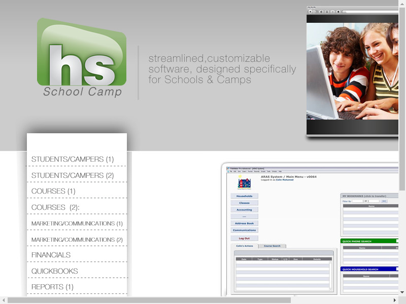 School Camp Software Landing page