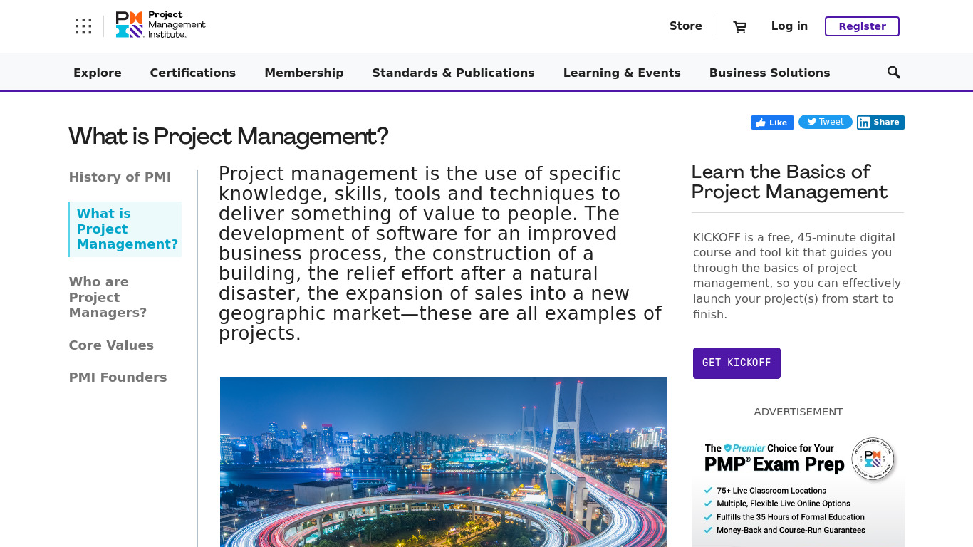 Project Management Landing page