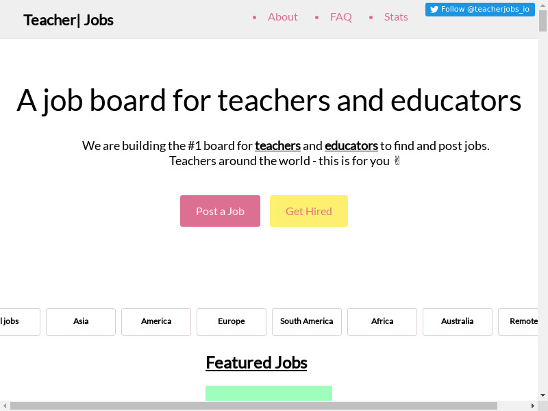 Teacherjobs.io Landing page