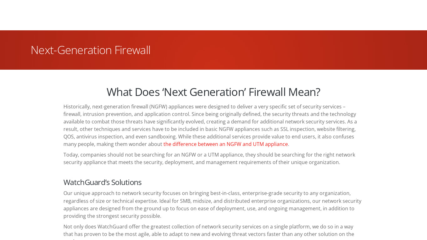 WatchGuard NGFW Landing page