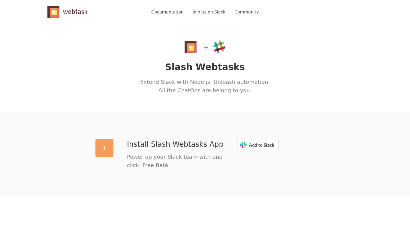 webtask.io Slash Webtasks Landing page