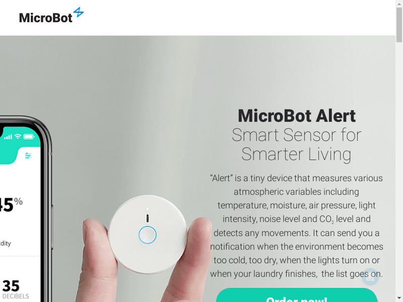 MicroBot Sense Landing page