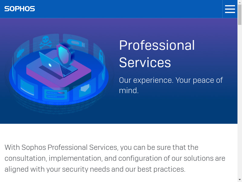 Sophos Professional Services Landing page
