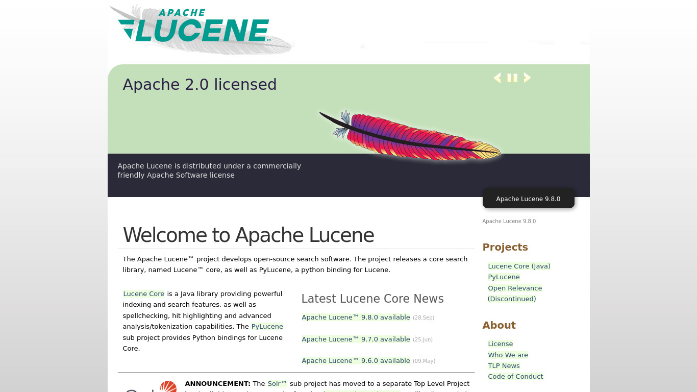 Lucene Landing page