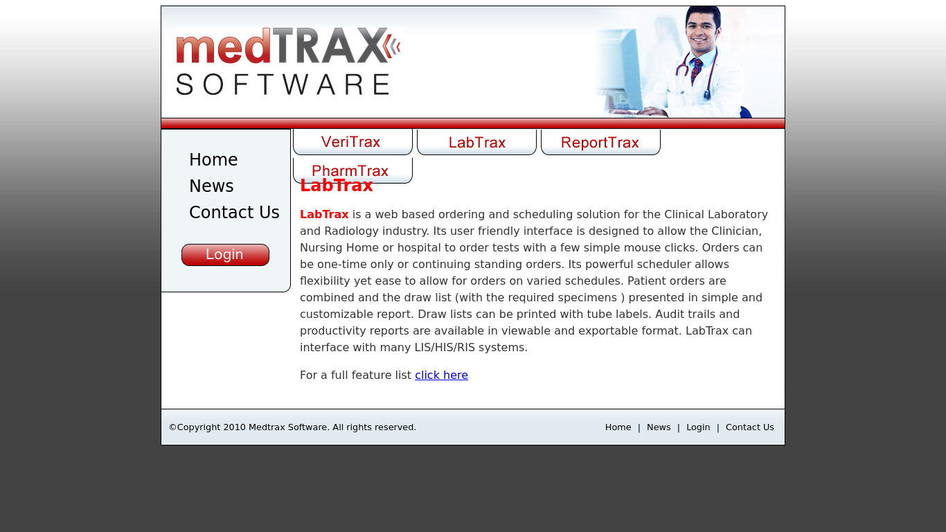 LabTrax Landing page