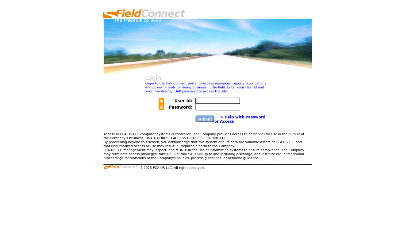 FieldConnect Landing page