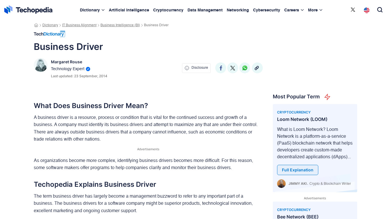 Business Driver Landing page