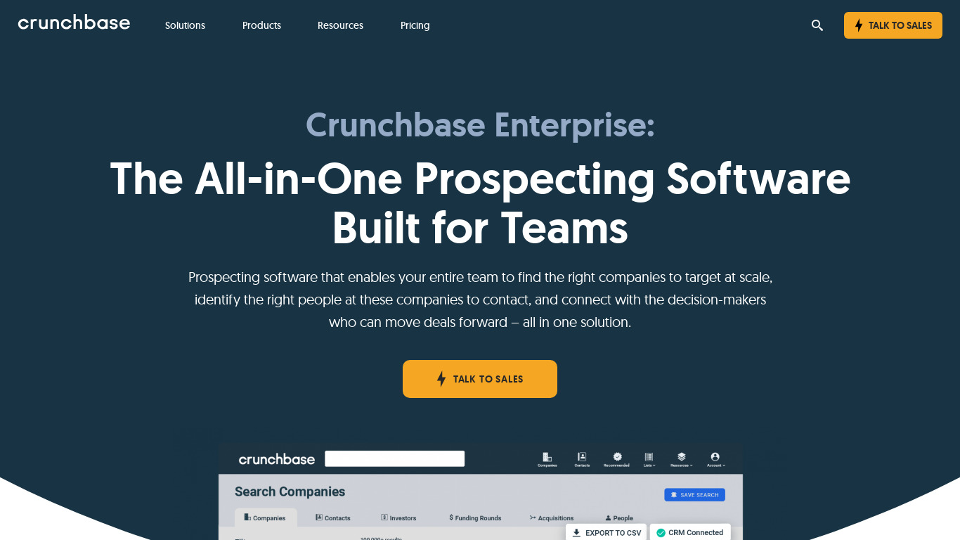 Crunchbase Enterprise Landing page