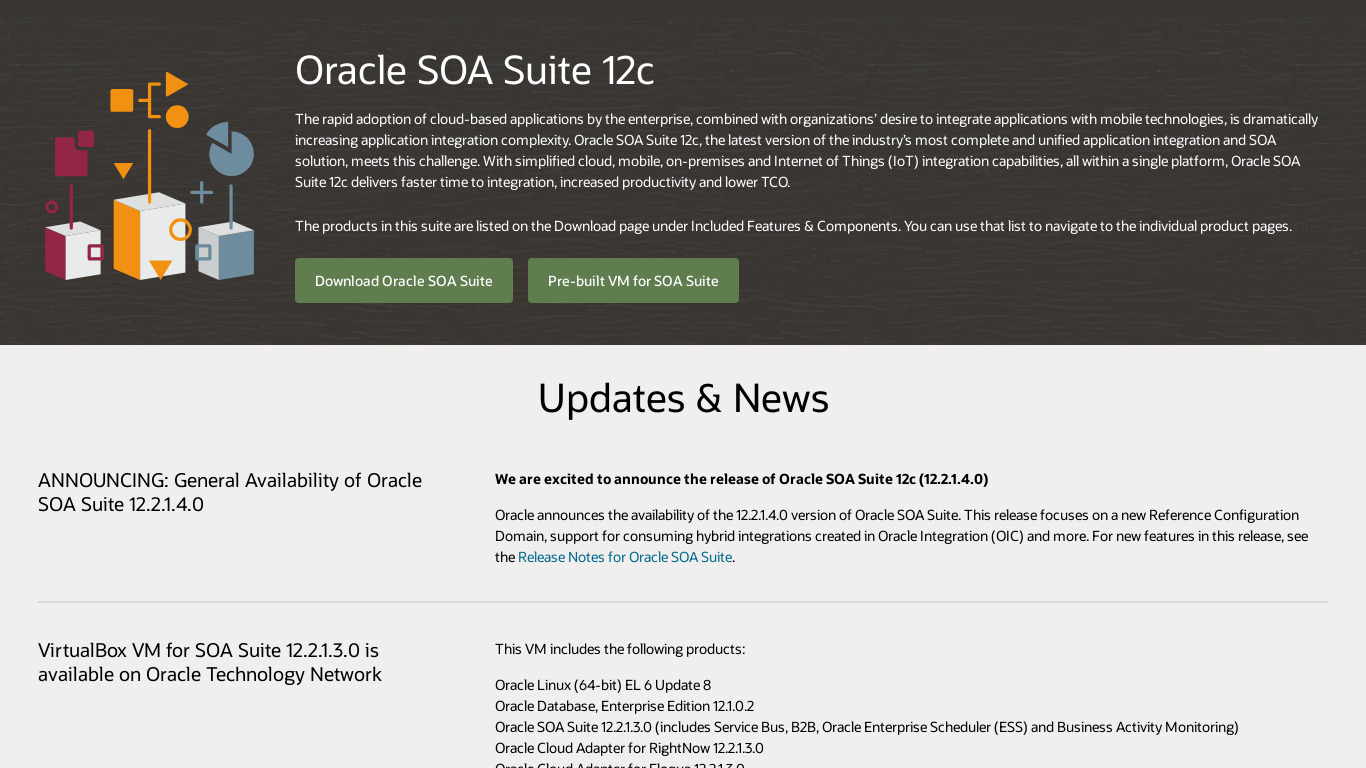 Oracle SOA Suite Landing page