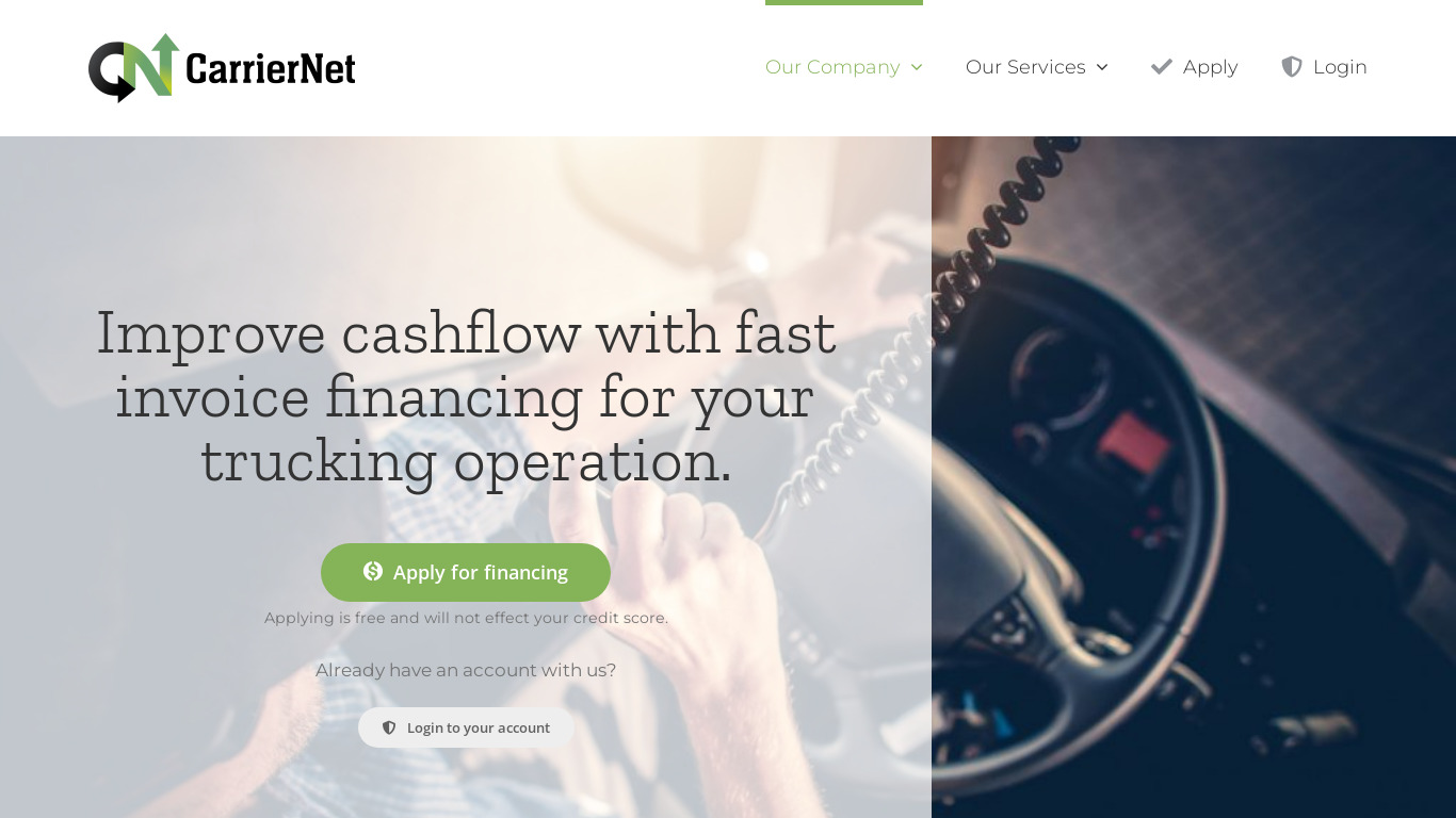 CarrierNet Landing page