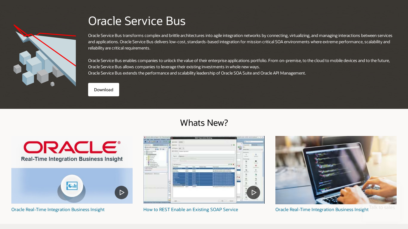 Oracle Service Bus Landing page
