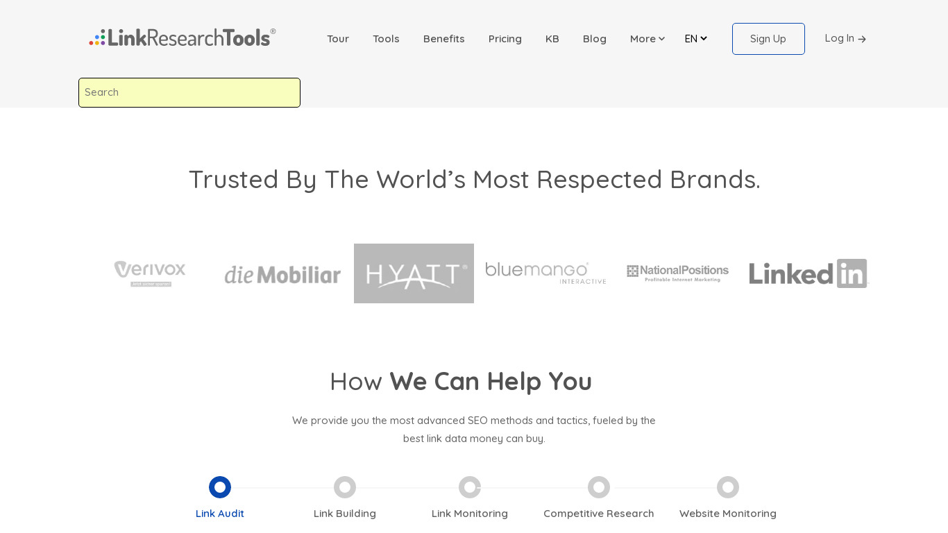 Link Research Tools Landing page