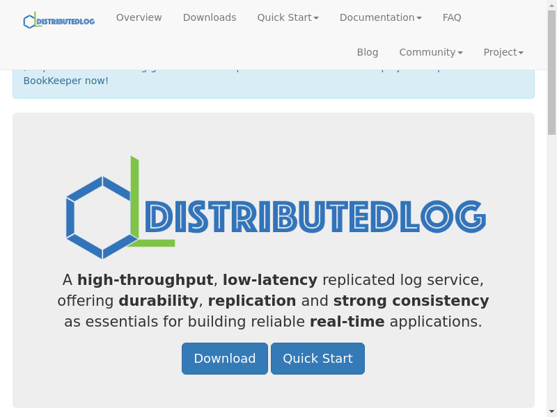 bookkeeper.apache.org DistributedLog Landing page