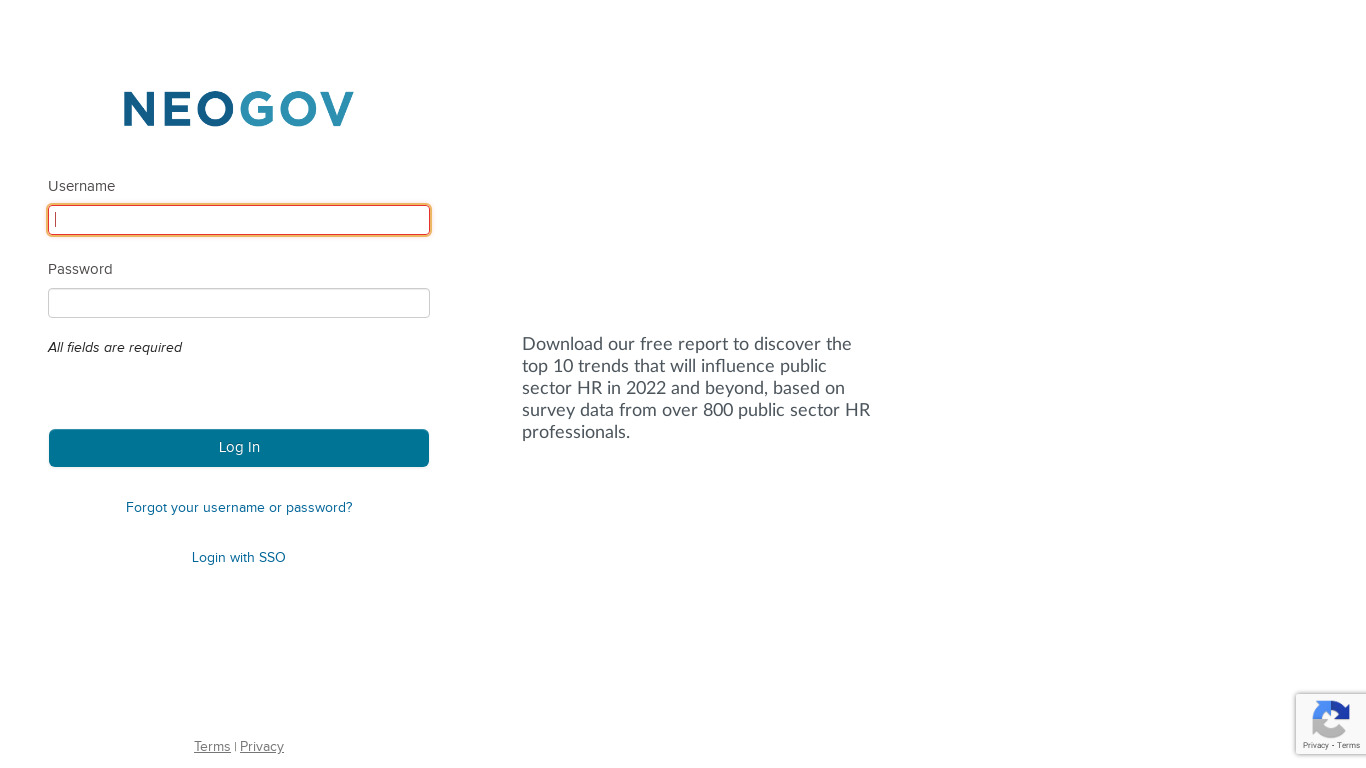 NEOGOV Onboard Landing page