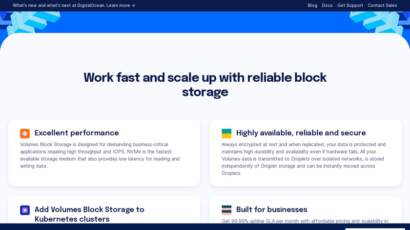 DigitalOcean Block Storage Landing Page