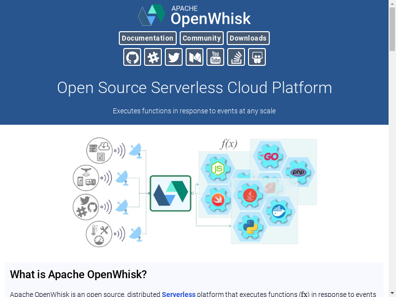 Apache OpenWhisk Landing page