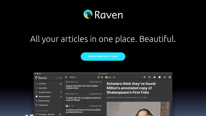 Raven Reader Landing Page