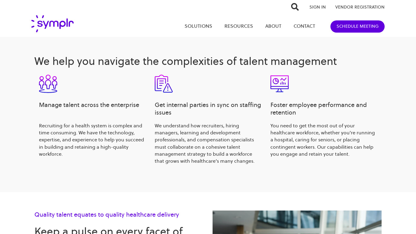 HealthcareSource Performance Manager Landing page