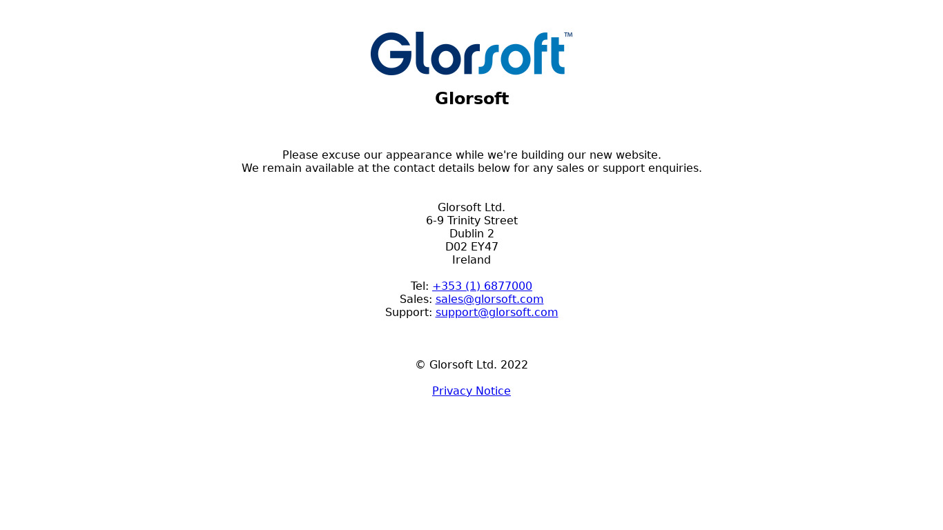 Glorsoft Velocity Landing page