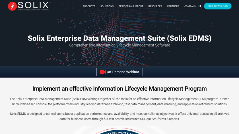 Solix Enterprise Data Management Suite Landing Page