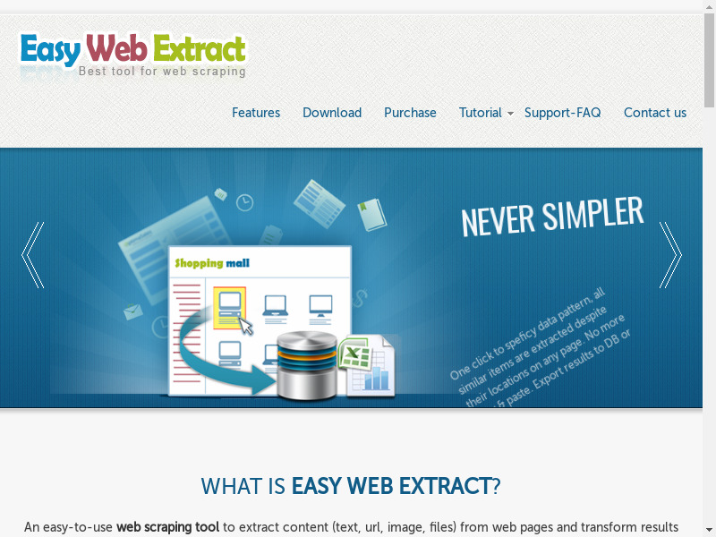 Easy Web Extract Landing page