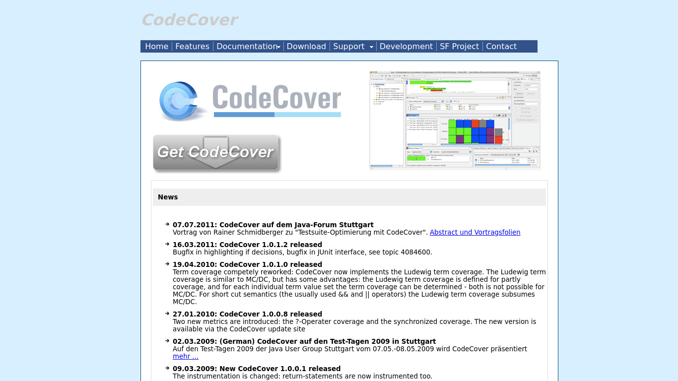 CodeCover Landing page