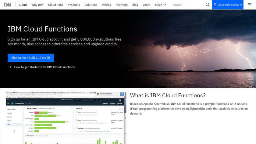 developer.ibm.com OpenWhisk Landing Page