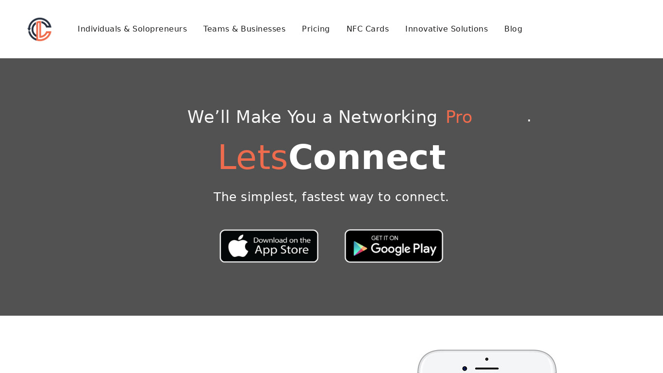 Let's Connect Landing page