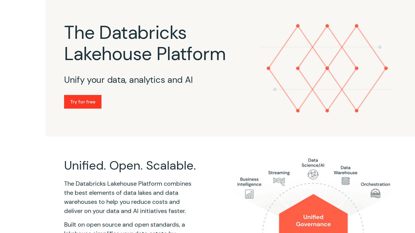 Databricks Unified Analytics Platform Landing page